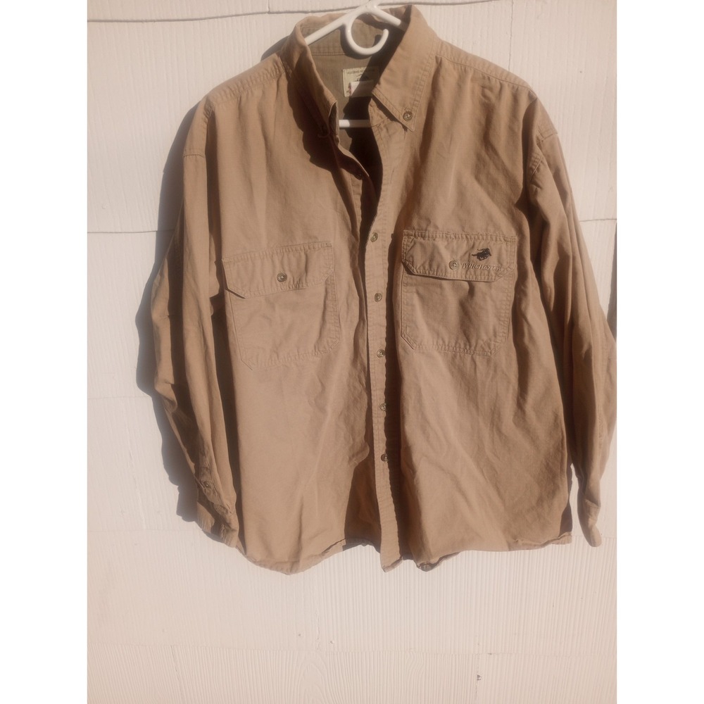 Winchester Vtg Button‎ Up Long Sleeve XXL(Pit To Pit 26 Inch) Buckskin Brown